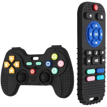 Hooku 2 Pack Silicone Teething Toys for Babies 0-6 Months, Teethers for Babies 6-12 Months, Remote Teether for Baby, Sensory Toys for Babies, Baby Chew Toys