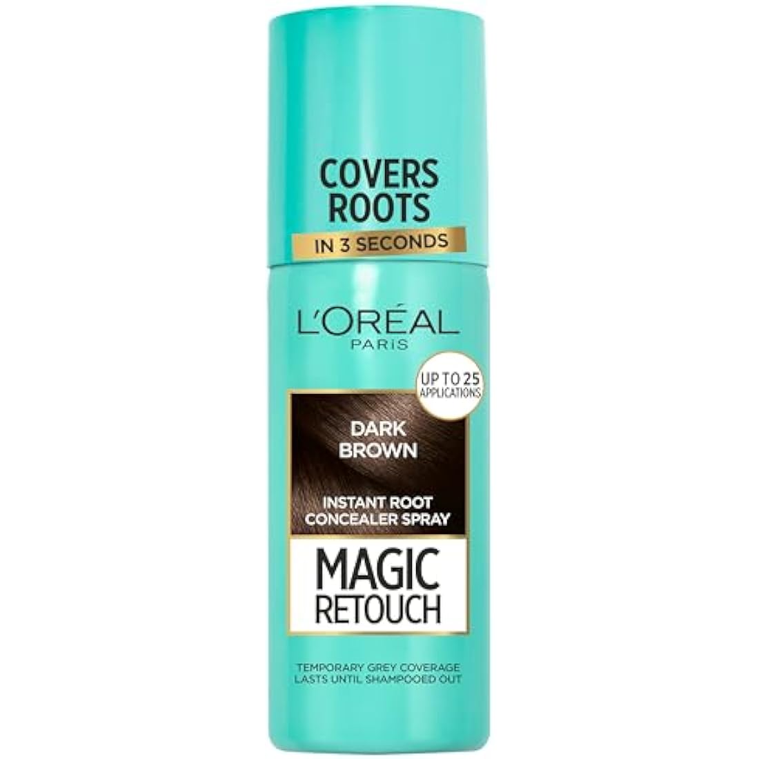 L’Oréal Paris Magic Retouch Instant Root Concealer Spray, Quick Grey Coverage, Easy Application, Shade: Dark Brown, 75ml