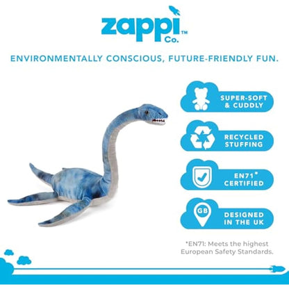 Zappi Co Plush Children's Stuffed Soft Cuddly Plush Toy-Part of Safari Animals Collection, Perfect for Kids (31cm Depth)(Plesiosaur Dinosaur)