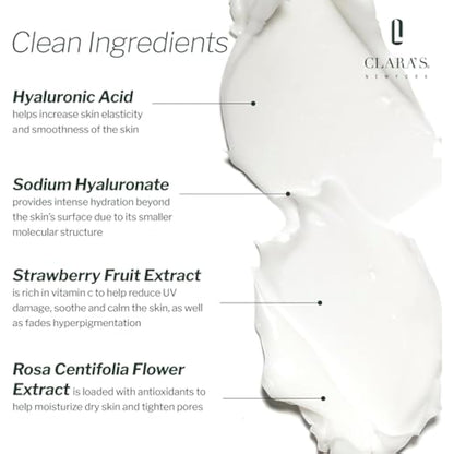 Clara's New York Intense Hydration Moisture Enhancing Cream, Anti-Aging Hyaluronic Acid Face Cream to Smooth and Plump Skin, Retains Moisture, Suitable for All Skin Types 50ml