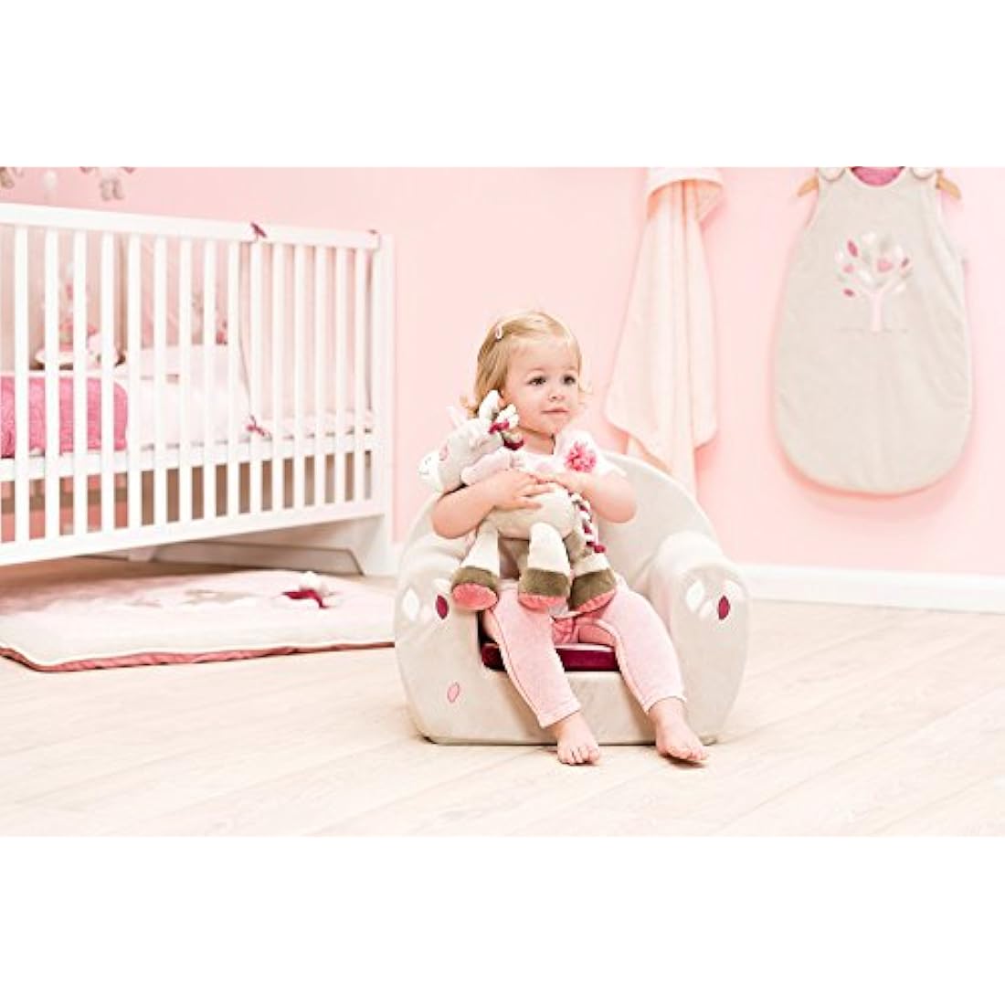 Nattou Unicorn Soft Toy, Jade, Companion from Birth, 30 cm, Nina, Jade and Lili, Beige-Pink, 987011