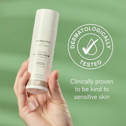 Green People Scent Free 24 Hour Cream - Day & Night Face Cream for Sensitive Skin - Firming - Vegan & Natural, 50ml
