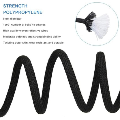Gangying Climbing Rope 8mm Outdoor Static Rock Climbing Rope 50m High Strength Cord Safety Rope Braid Nylon Rope Escape Rope Fire Rescue Parachute Rope with 2 Carabiner
