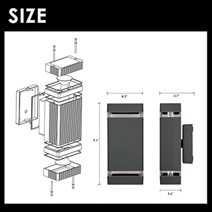 CELAVY Outdoor Wall Lights Mains Powered, Up Down Outside Wall Lights IP65 Waterproof, Porch Light Front Door Lamp Modern Aluminium GU10, External LED Lighting Wall Mounted for House 2 Pack, Grey