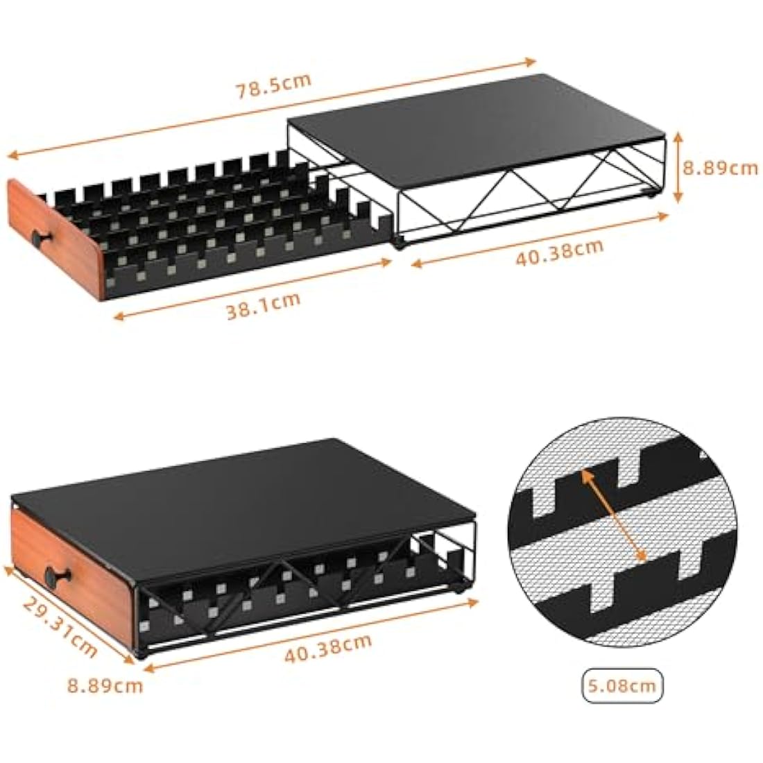 Metal Coffee Pod Holder for 50 Nespresso Vertuo Capsules Pods & 50 Dolce Gusto Pods, HFHOME Nespresso Vertuoline Capsule Drawer Organiser Coffee Machine Stand