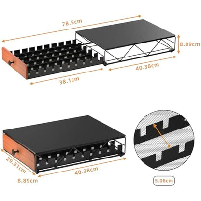 Metal Coffee Pod Holder for 50 Nespresso Vertuo Capsules Pods & 50 Dolce Gusto Pods, HFHOME Nespresso Vertuoline Capsule Drawer Organiser Coffee Machine Stand