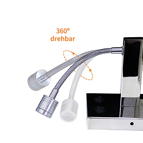 ZMH Bedside Wall Light Sconce Wall Lamp Reading Light Indoor with ON/Off Switch 1xE27 Polished Chrome Wall Lamp White Fabric Shade, 2 Switches, Ideal