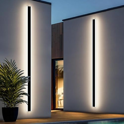Mikeru 180CM 3000K-Warm White Outside Wall Lights, 60W Garden Outdoor LED Strip Light with Mains Power IP65 Wall Mounted Black Wall Lighting Fixtures for Hallway, Porch, Balcony
