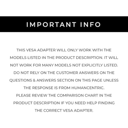 HumanCentric VESA Mount Adapter Compatible with Samsung Curved Monitors U32R590, U32R590C, U32R592, and U32R591, Adapter Bracket for VESA Stand, Arm or Desk Mount with 75x75 or 100x100mm Pattern