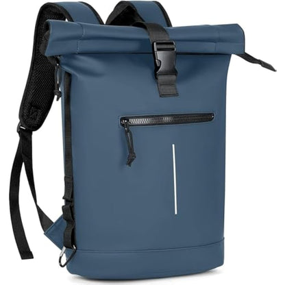 Lekeinchi 17-Inch Waterproof Laptop Backpack for Men and Women - Roll Top Design for School, Travel, Business, Work, and Camping(Blue)