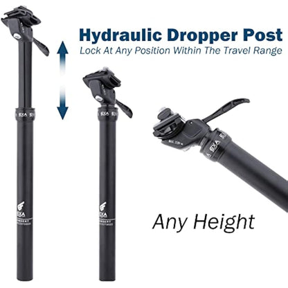 EXA Form Upgraded Speed Up 27.2mm/30.9mm/31.6mm Cable-Less Hydraulic Dropper Seatpost, 100mm/120mm/125mm/150mm Travel Dropper Post for MTB/E-Bike/Road Bike