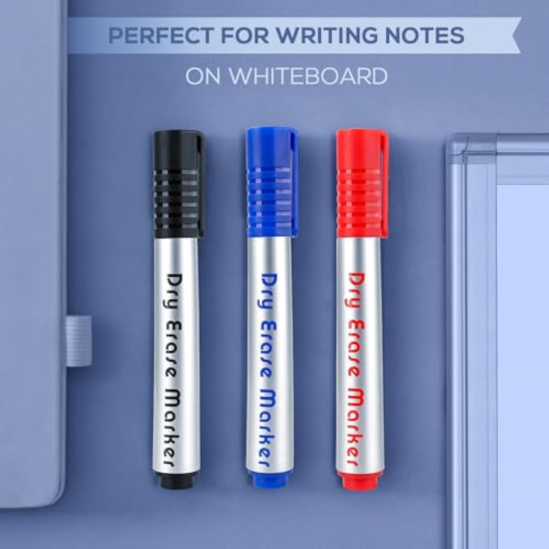 maxtek Whiteboard Pens, 12pcs Whiteboard Markers 3 Assorted Colours Black Blue Red Dry Erase Pens for Office, Schools, Home, Bullet Tip Dry Wipe Pens