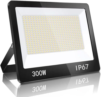 YIQIBRO 300W LED Floodlight Outdoor, 30000LM 6500K Outdoor Flood Lights Super Bright LED Security Light, IP67 Waterproof Spotlight for Garden, Garage, Yard, Factory, Warehouse