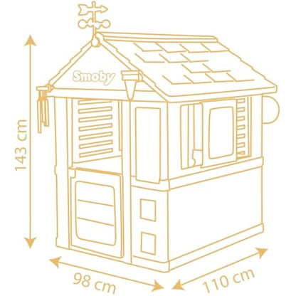 Smoby - 4 Seasons Playhouse for Children includes playful weather activities, Educational outdoor garden house for Kids