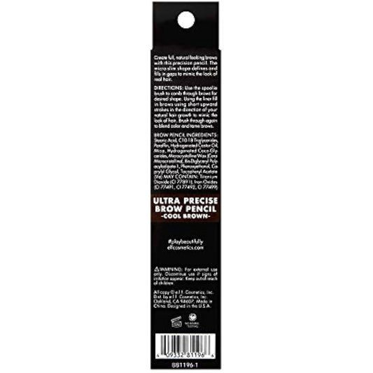 e.l.f. Ultra Precise Brow Pencil, Creamy, Micro-Slim, Precise, Defines, Creates Full, Natural-Looking Brows, Tames and Combs Brow Hair, Cool Brown 0.05g