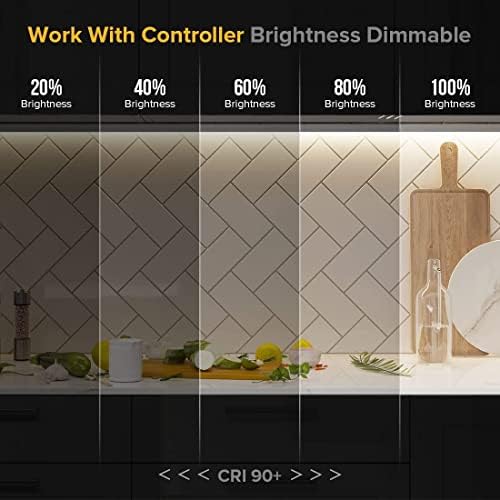 BTF-LIGHTING FCOB COB LED Strip Natural White 4000K Flexible High Density Uniform Light Dimmable LED Strip Light CRI90+ 10M 528LEDs DC24V 14W/m Bendable LED Ribbon for DIY Indoor Lighting Projects
