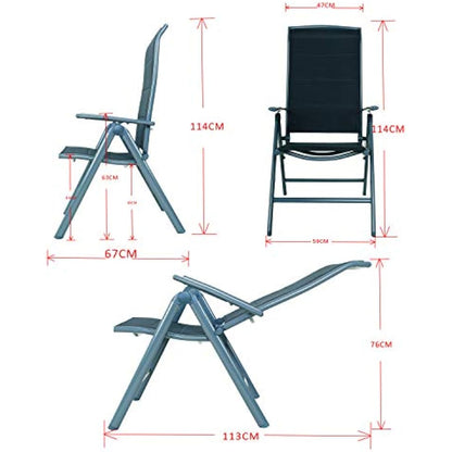 Chicreat Upholstered Folding High-Back Chair, Dark Grey/Black, Aluminium