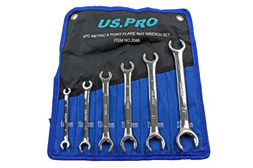 US PRO 6 Piece Metric 6 Point Flare Nut Spanner Wrench Set 8-24mm 2046