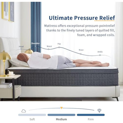 SuiLong 3FT Single Mattress, 12 Inch Memory Foam Individually Spring Hybrid Mattress, Orthopedic Mattresses for Back Pain Relief, Edge Support, Medium Feel (3ft by 6ft3, 90cm x 190cm x 30cm)