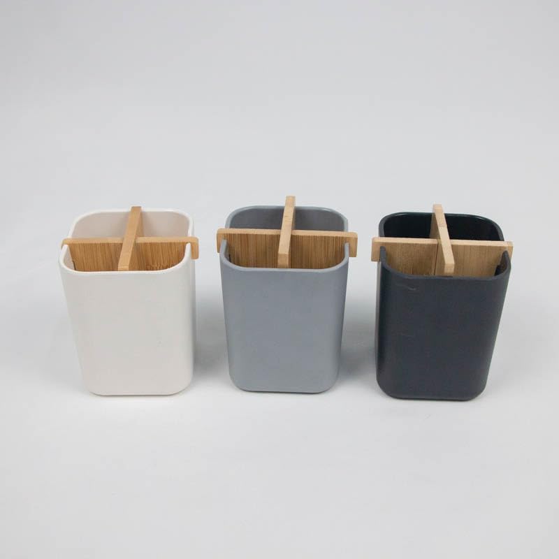 Kandid® Black Bamboo & Biodegradable Toothbrush Holder – Eco-Friendly Bathroom Organizer with Removable Divider
