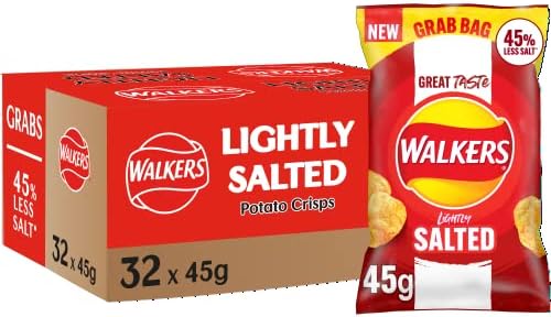 Walkers Less Salt Lightly Salted Crisps 45g (Case of 32)