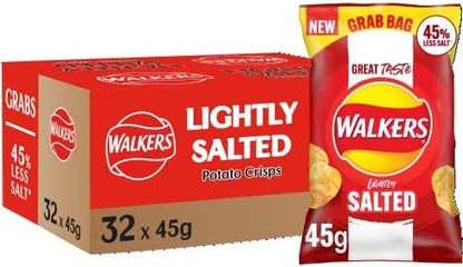 Walkers Less Salt Lightly Salted Crisps 45g (Case of 32)