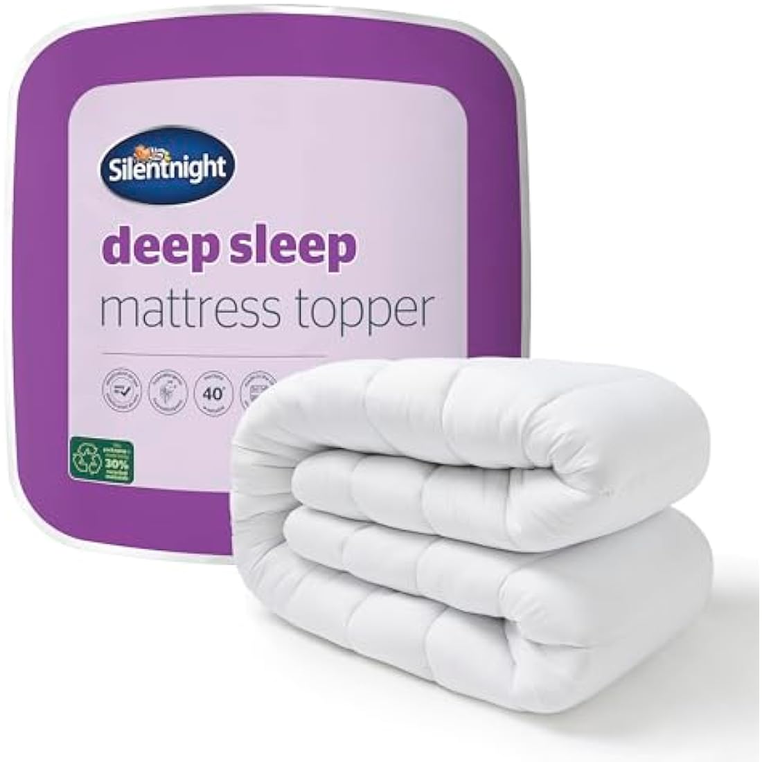 Silentnight Deep Sleep Mattress Topper Single Bed - Soft Supportive Comfortable Durable Bed Topper with Easy Fit Elasticated Straps - Hypoallergenic and Machine Washable - Single - 190x90cm