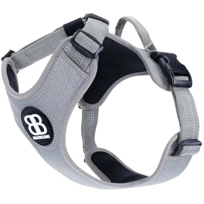 BullyBillows Active Light Dog Harness With Handle - Premium Padded Lining & Reflective - Grey Small