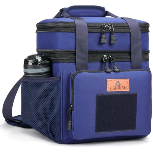 HSHRISH Large Insulated Tactical Lunch Bag for Man, Double Layer Insulated Large Cooler Bag for Men Adults Waterproof Leakproof Durable Lunch Bag for Work Outdoor Picnic 15L, Blue