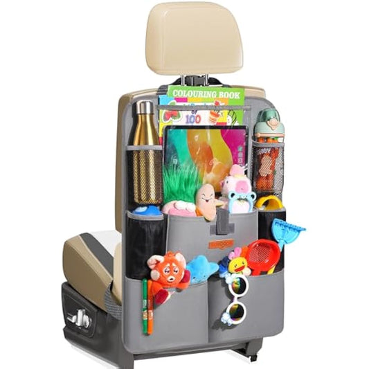 SURDOCA UPGRADED Car Seat Organiser for up to 11-inch Tablet Holder, 8 Pockets, Kids Toy Storage, Water Proof Back Seat Protector for Kids