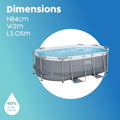 Steel Pro MAX 10' x 6'7" x 33"/3.05m x 2.00m x 84cm Oval Pool Set, Grey/White/Blue