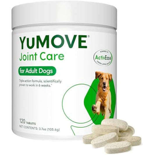 YuMOVE Joint Supplement for Dogs, Essential Dog Hip and Joint Support for Adult Dogs with Glucosamine, Chondroitin, Green Lipped Mussel, Aged 6 to 8, 120 Tablets