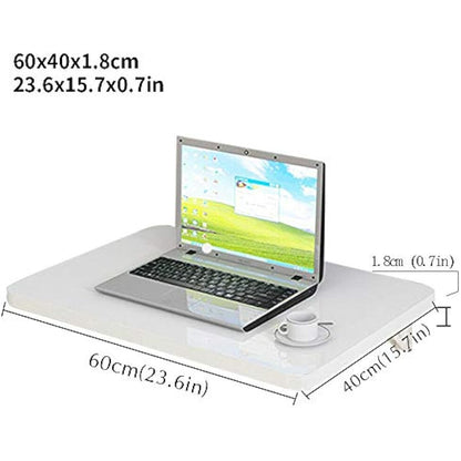 aleawol Wall Mounted Table Folding Desk 60x40 cm Large Laptop Drop-Leaf Wall Work PC Computer Desk with Brackets for Space Saving Writing Dining (White)