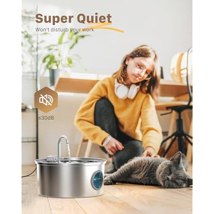 Cat Water Fountain for Drinking: Quiet Cat Water Fountain - 108oz/3.2L Cats fountain - Pet Waterer Fountains - 9 Filters - FOFNON