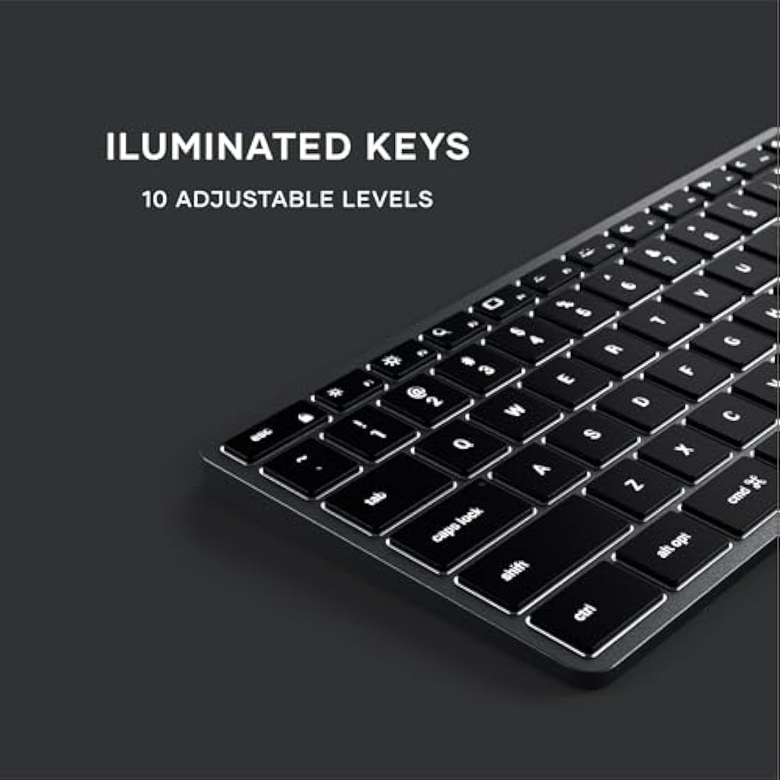 Satechi Slim X3 Bluetooth Backlit Keyboard with Numeric Keypad for Mac, Illuminated Keys & Multi-Device Sync, for Macbook Air/Pro M4, iPad Air/Pro M4, Mac Mini, iMac - Space Grey (US-QWERTY LAYOUT)