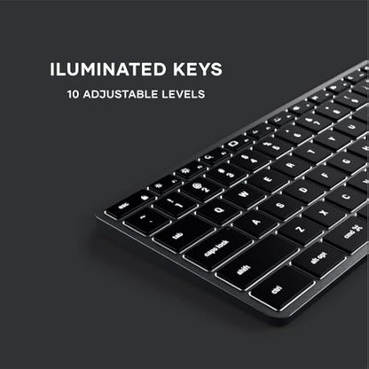 Satechi Slim X3 Bluetooth Backlit Keyboard with Numeric Keypad for Mac, Illuminated Keys & Multi-Device Sync, for Macbook Air/Pro M4, iPad Air/Pro M4, Mac Mini, iMac - Space Grey (US-QWERTY LAYOUT)