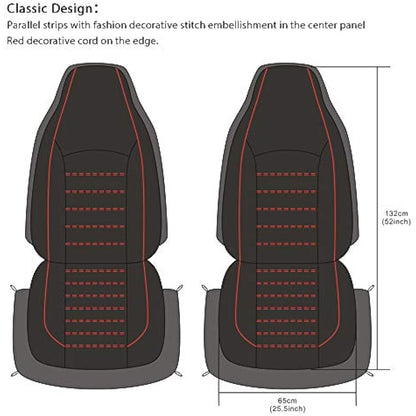 TOYOUN Classic Universal PU Leather Car Front Seat Covers High Back Bucket Seat Cover - Fit Most Cars, Trucks, SUVS, or Vans 2 PCS Red Auto Seat Covers Set Car Seat Protector for All Seasons