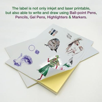 Evergreen Goods 500 Sheets A4 White Glossy Self Adhesive Sticky Back Label Printable Sticker Paper | Inkjet & Laser Printing