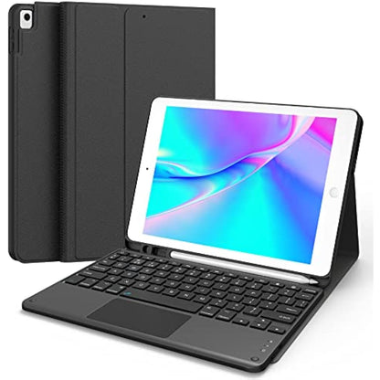 CHESONA iPad 9th Gen Keyboard, Smart Touchpad, 2 Bluetooth Channels, Type C Rechargeable, QWERTY, Black