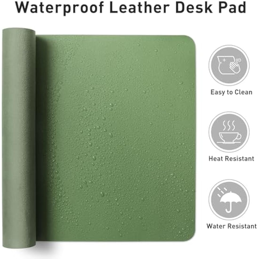 Aothia Leather Desk Mat, Large Mouse Mat, Non-Slip Desk Pad Desk Protector Mat, Waterproof PU Leather Laptop Mat Table Mat Desk Writing Pad for Office and Home(91cmx43cm, Olive Green)