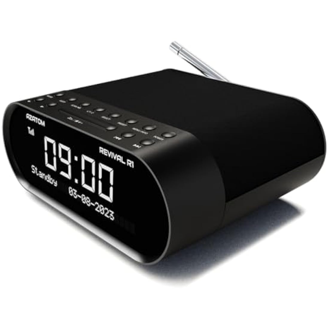 DAB/DAB+ & FM Bedside Digital Radio | Dual Alarms & Sleep Timer | USB Device Charging | Mains Powered | Bluetooth | Perfect for the Bedroom | AZATOM Revival R1 (Black)