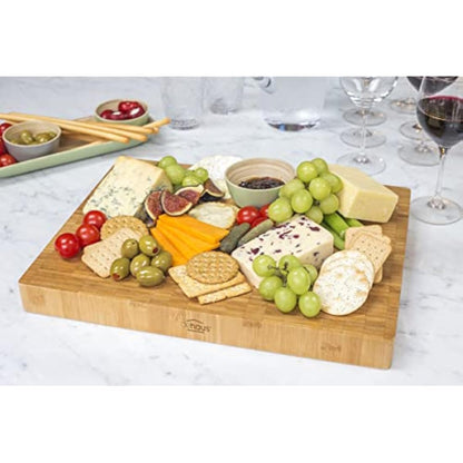 Dehaus® Deluxe Bamboo Chopping Board - Premium Wooden Cutting Boards - Large End Grain Wood Butchers Block for Kitchen - Extra Thick Bread Block - Non Toxic - Size M, 35 x 25 x 3 cm