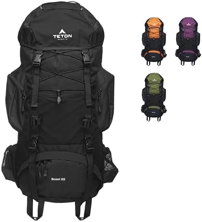 TETON Sports Unisex's Internal Frame Backpack, Onyx, 55L