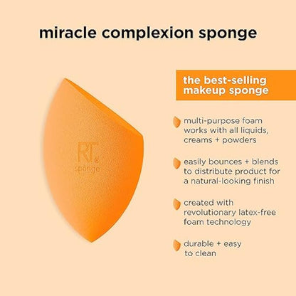 Real Techniques Miracle Complexion Sponges, Assorted Makeup Blending Sponges, Blend Foundation, Sculpt, and Conceal, Buildable Coverage, Latex-Free, 6 Count