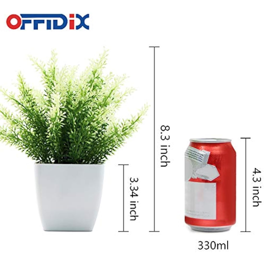 OFFIDIX Fake Plant Plastic Green Plant with Square Vase, Home Faux Plastic Plants for Home,Garden,Office,Wedding and Indoor Outdoor Decoration