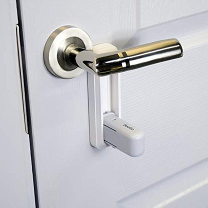 BeeGo® Door Lever Locks (2 Pack) – Stick On Door Lock Without Drilling | Door Security with Adhesive for Home, Bedroom, & Kitchen