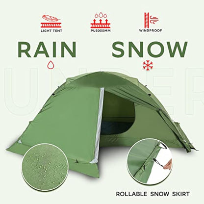 Underwood Aggregator 1/2-Man Camping Tent - 3/4 Season One Man Tent, Waterproof Lightweight Tent in Winter, Backpacking Dome Tent for Snow Camping, Mountaineering, Hiking, Setup Easily for 1/2 Person
