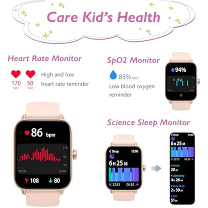 KALINCO Kids Smart Watch for Boys Girls Teens, IP68 Waterproof Swimming Smartwatch, 1.8'' Fitness Activity Tracker Watch with 100 Sports Modes, Make Call/Answer, Connected GPS