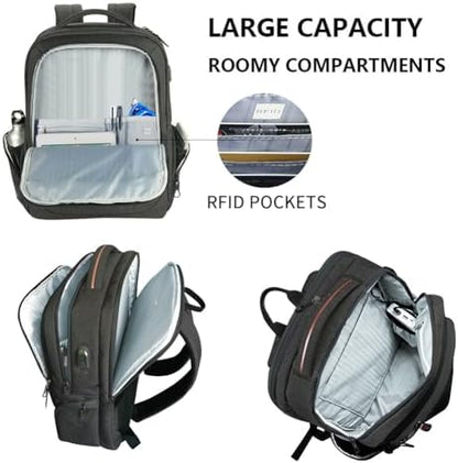 KROSER Laptop Backpack 17.3 Inch School Travel Computer Backpack for Laptop with USB Charging Port Water-Resistant Casual Daypack for Business College Work Bag Men/Women