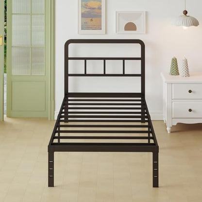 Lutown-Teen Small Single Bed Frame 2ft 6 with Curved Headboard, Heavy Duty Black Metal Bed Frames with Steel Slats, Small Single Beds 36 cm High, Ample Storage Underneath, Noise Free, Easy Assembly